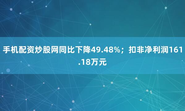 手机配资炒股网同比下降49.48%；扣非净利润161.18万元