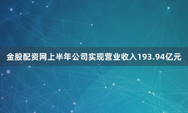 金股配资网上半年公司实现营业收入193.94亿元