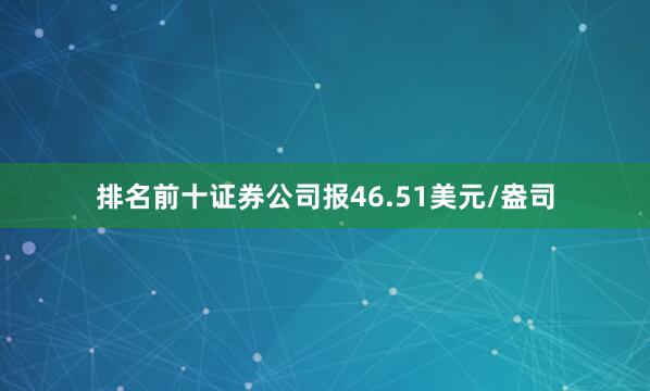 排名前十证券公司报46.51美元/盎司
